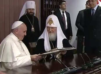 Papst Franziskus/Patriarch Kyrill / screenshot ctv Treffen auf Kuba